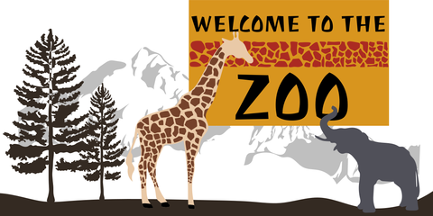 Elephant and Giraffe Zoo Animal Template